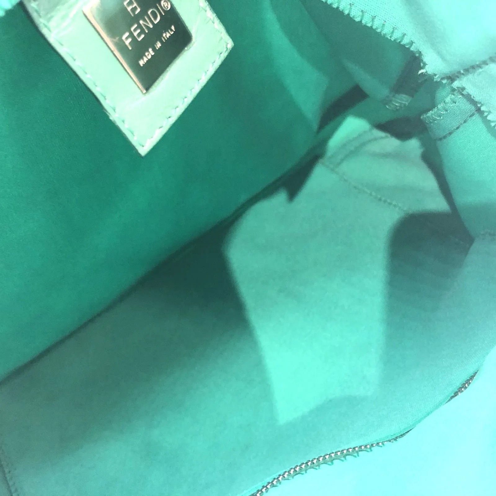 Fendi Fendi - Lime Handbag Shoulder Bag Silver FF Canvas Size ONE SIZE - 2 Thumbnail