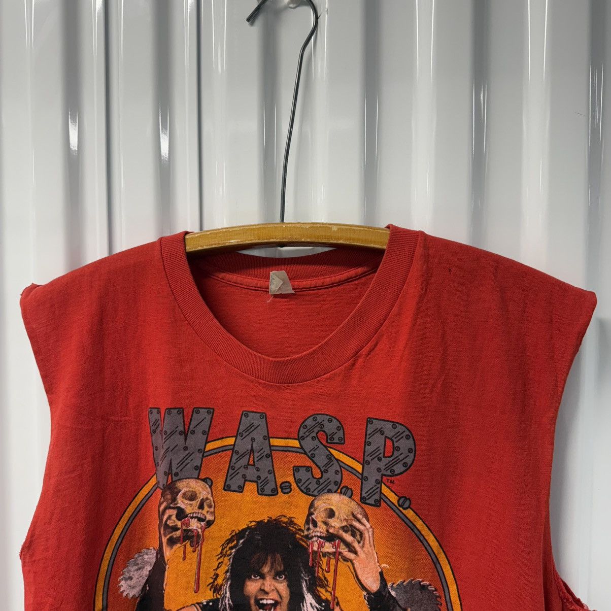 Vintage RARE Vintage 80s WASP Fucked Up Double Sided Cutoff Band Tee Size US L / EU 52-54 / 3 - 3 Thumbnail