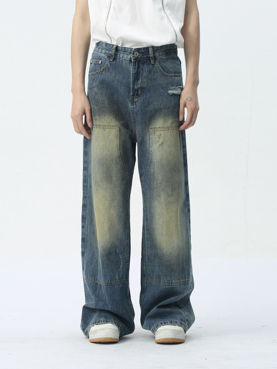 Jean Men's vintage distressed patchwork jeans Size US 32 / EU 48 - 1 Thumbnail