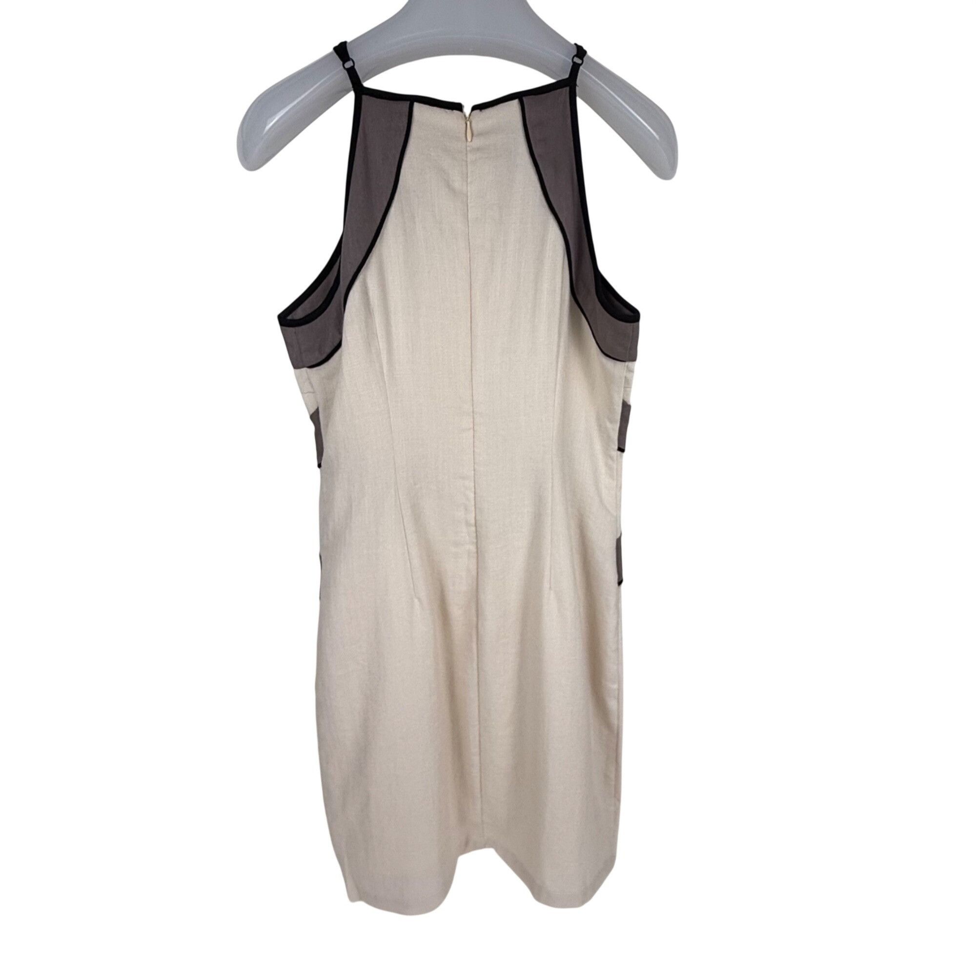 Other Esley Color-Block Halter Dress V-Neck Cream/Taupe Knee-Lengt Size S / US 4 / IT 40 - 3 Thumbnail