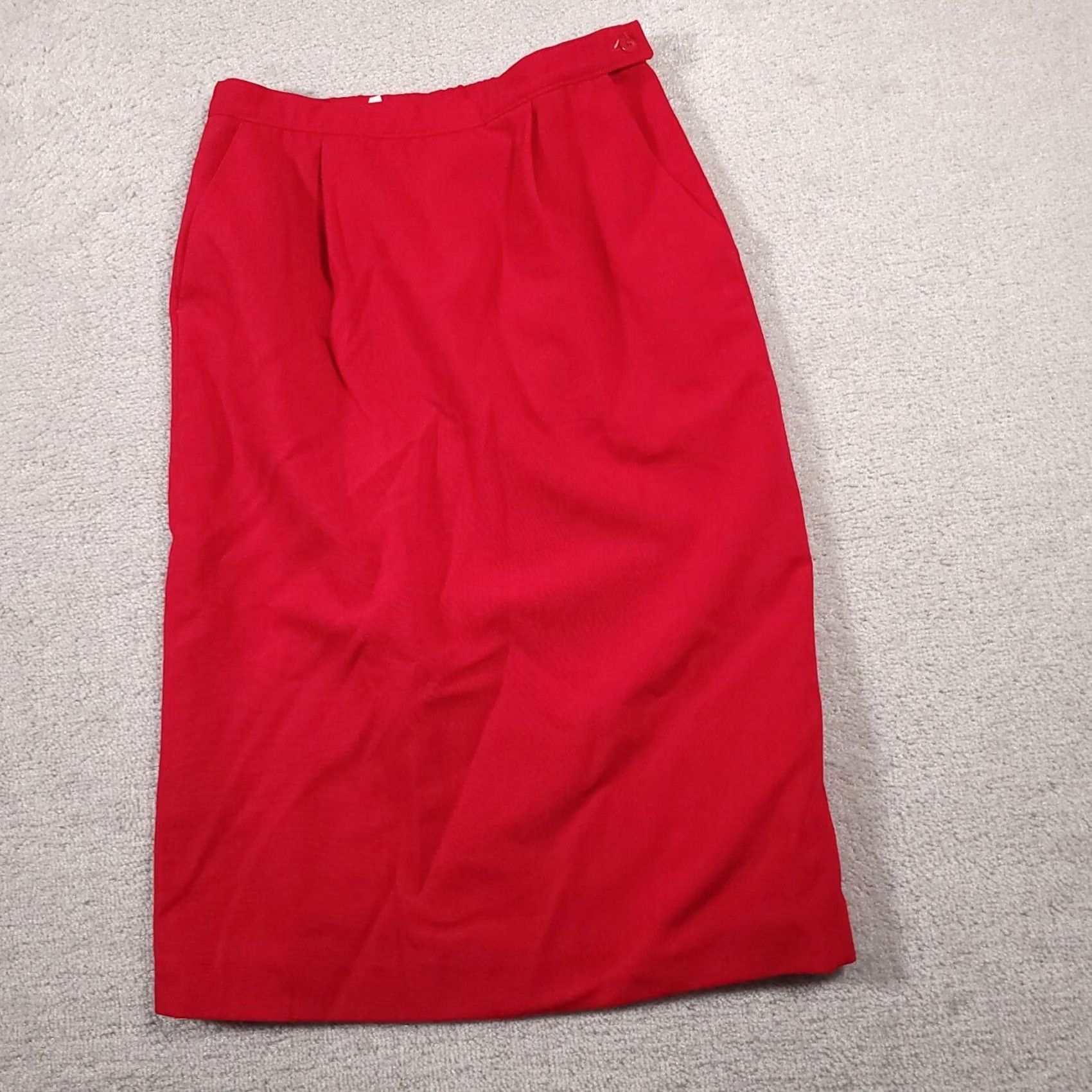 Pendleton VINTAGE Pendleton Sophisticates Midi Skirt Red Pockets Side Zip Womens 10 Lined USA, Pencil, KS? Size 32" / US 10 / IT 46 - 2 Thumbnail