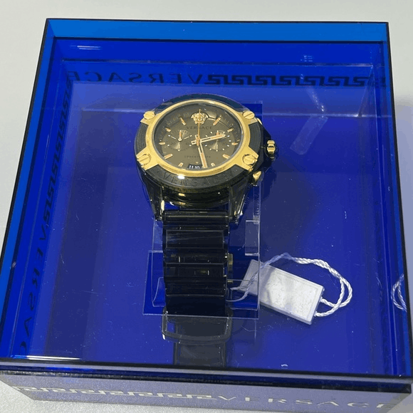 image of Versace Vez7 Icon Active Chrono Green Gold Black Silicone Me, Men's
