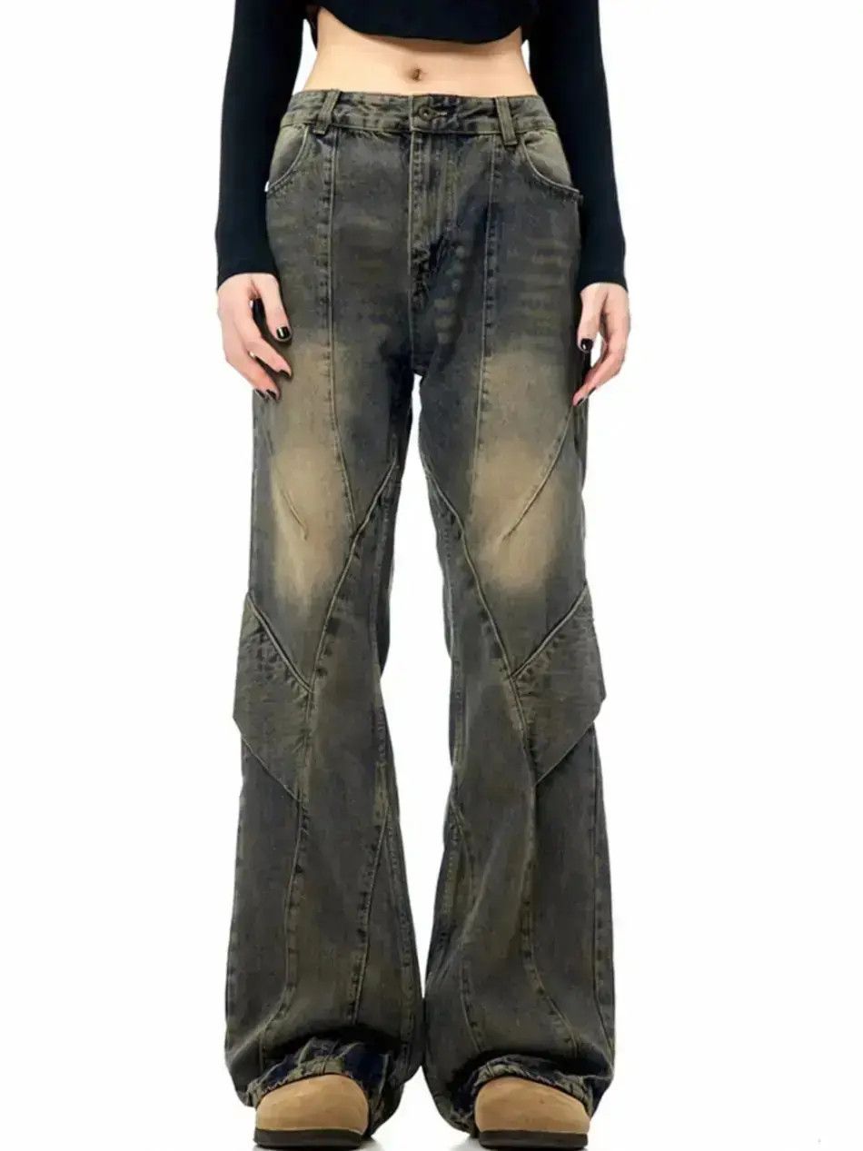 Japanese Brand Retro loose fitting straight leg micro flared jeans Size US 32 / EU 48 - 3 Thumbnail