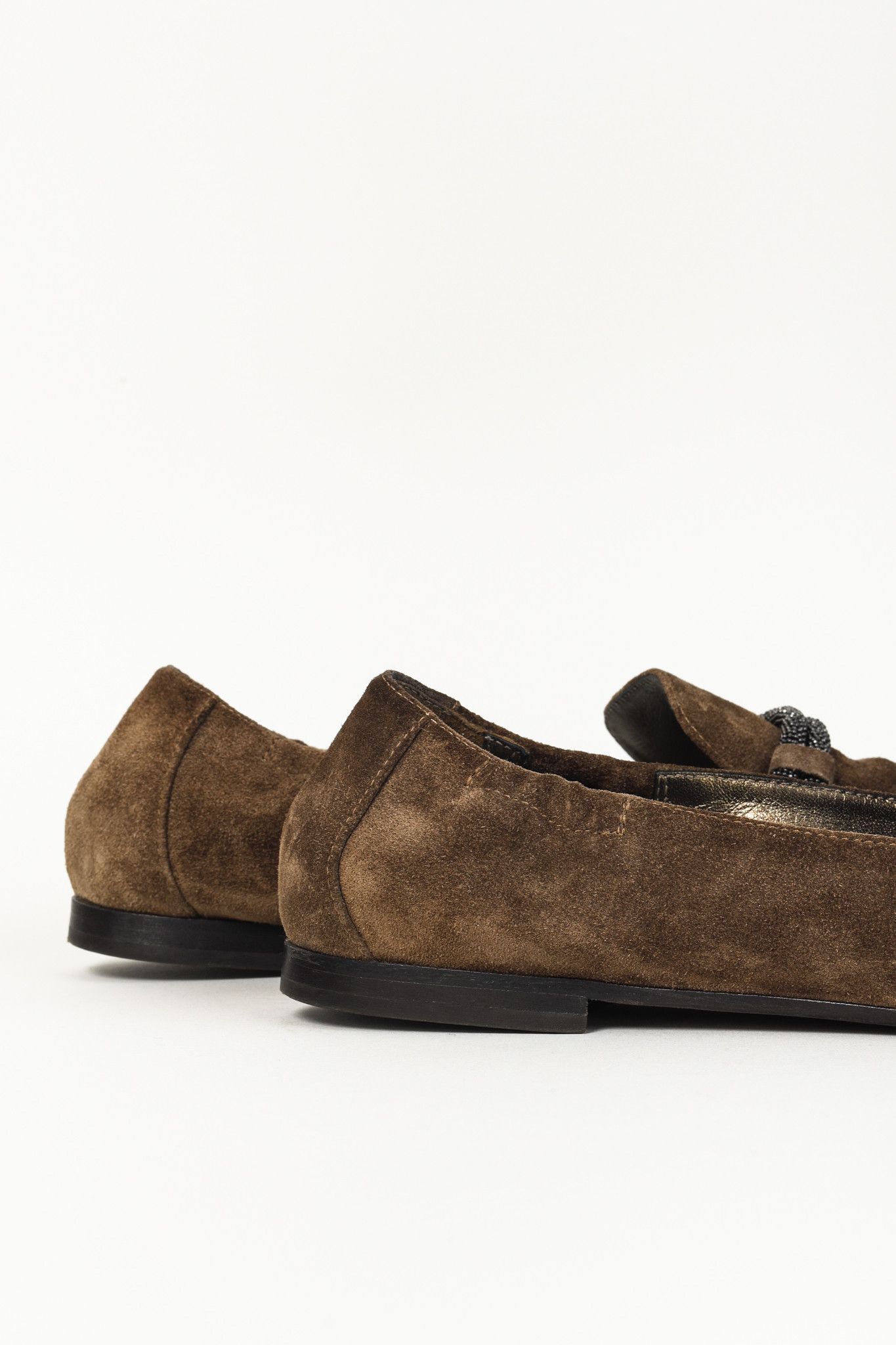 Brunello Cucinelli Brunello Cucinelli Monili Strap Brown Suede Pointed Loafers Size US 8.5 / IT 38.5 - 8 Thumbnail