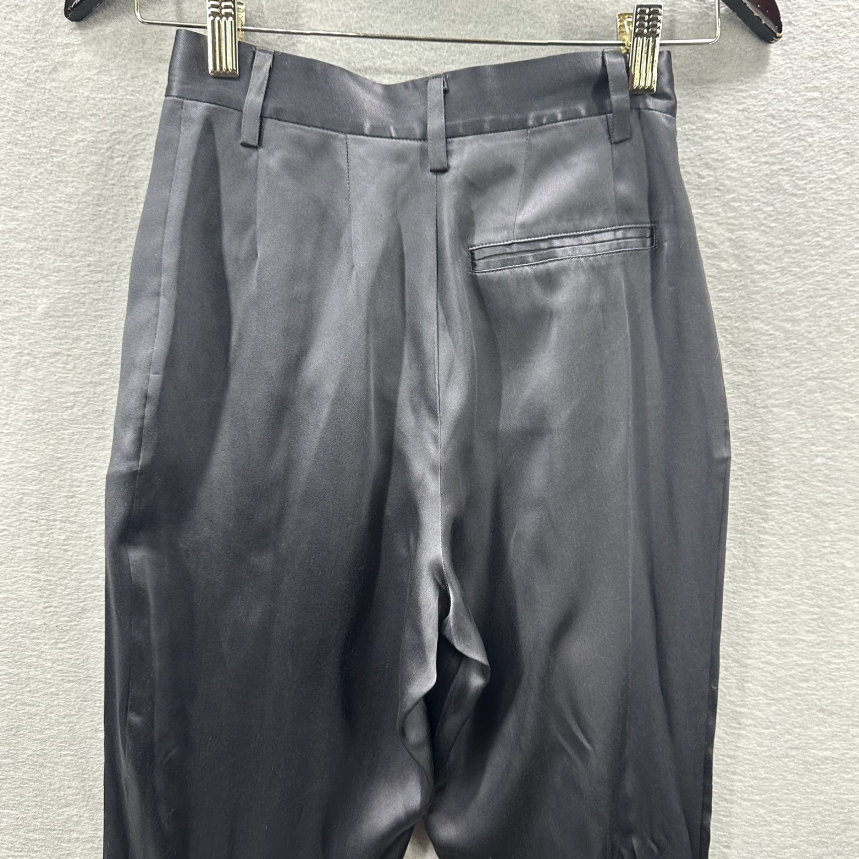 Fleur du Mal VINTAGE Fleur Du Mal Silk Dress Pants Women 0 High Rise Tapered Slacks Black Formal Workwear Size 25" / US 0 / IT 36 - 7 Thumbnail