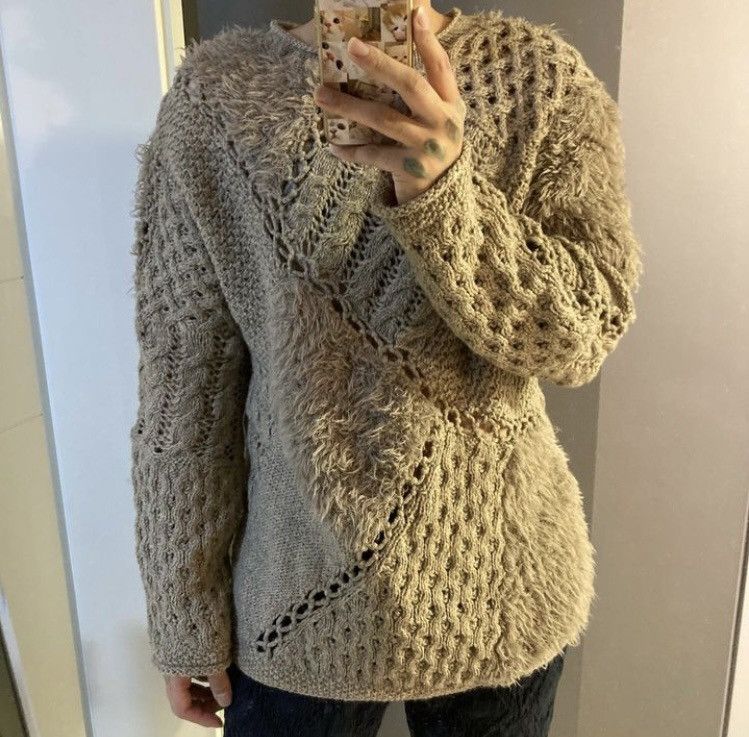 image of Yoshiyuki Konishi Faux Fur Textured Knit in Beige, Men's (Size Large)