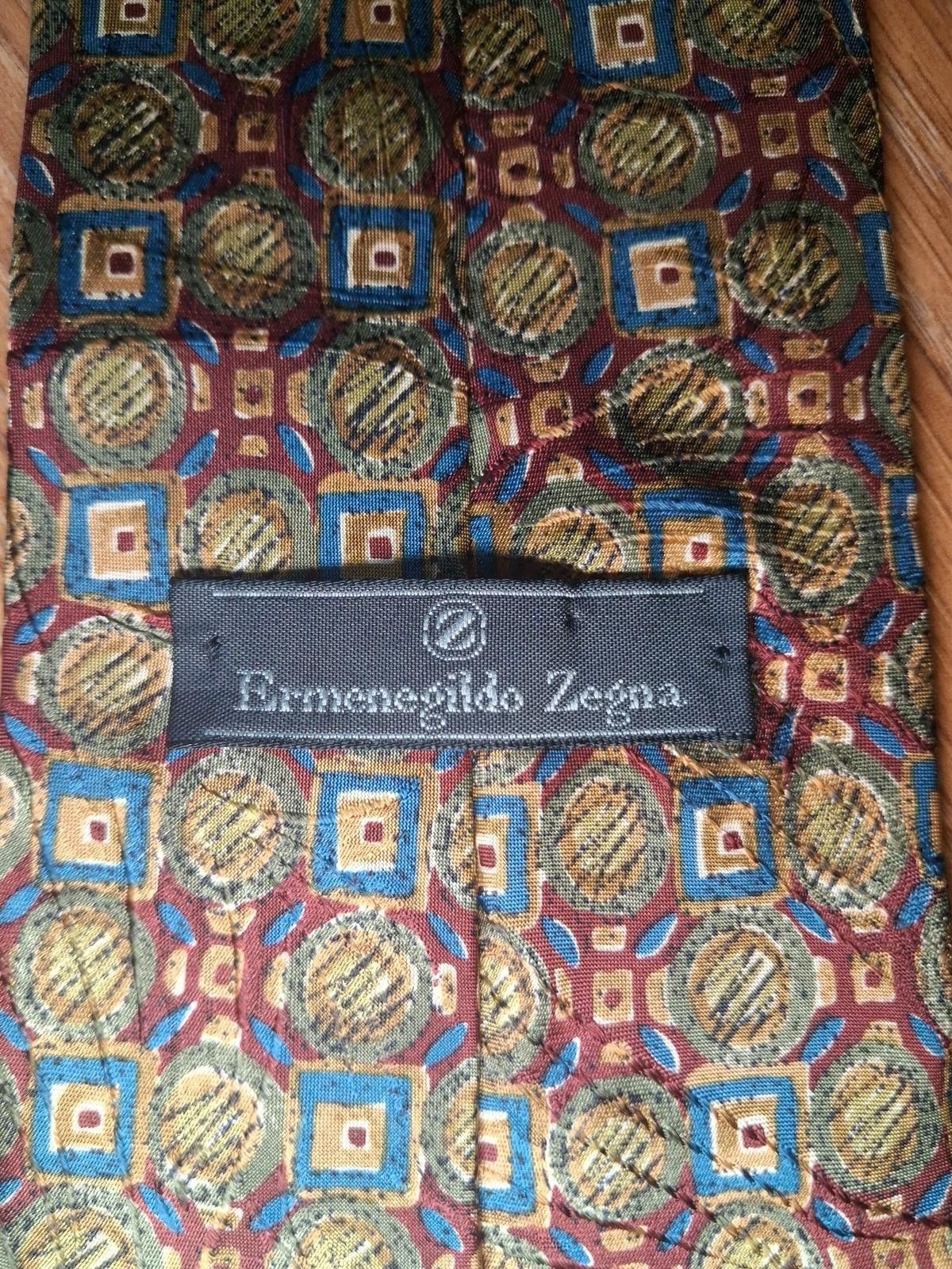 Ermenegildo Zegna Ermenegildo Zegna Silk Tie Red Geometric Made in Italy Wide Size ONE SIZE - 2 Thumbnail