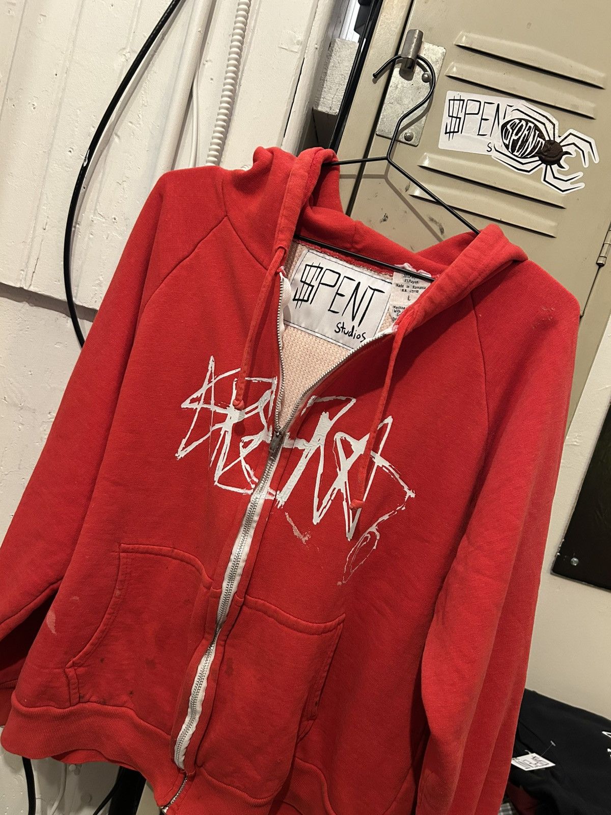 Vintage Red Thermal Lined $pent zip up hoodie Size US M / EU 48-50 / 2 - 1 Thumbnail