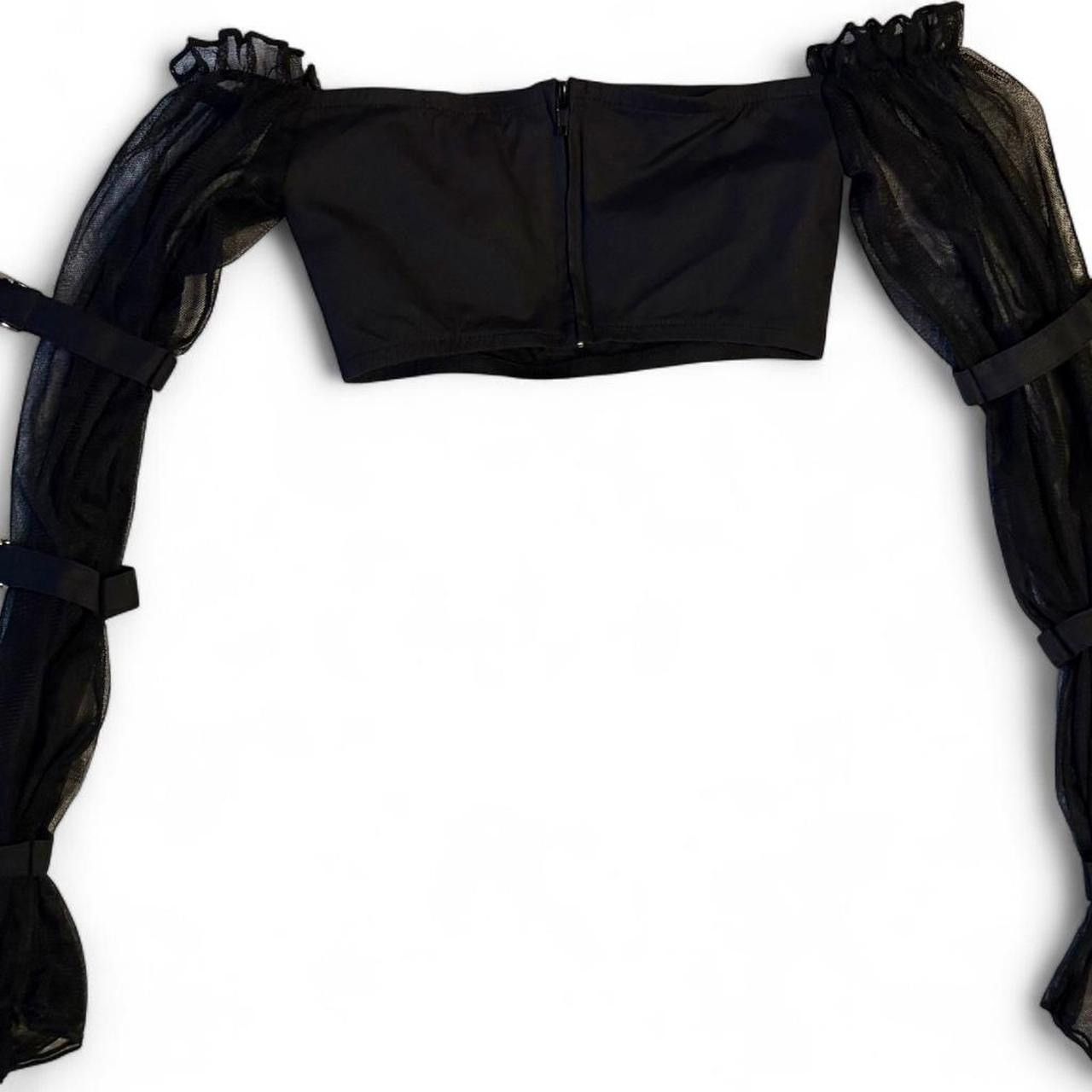 Current Mood Current Mood black crop top w/ sheer long sleeves & straps Size XXS / US 00 / IT 34 - 6 Thumbnail