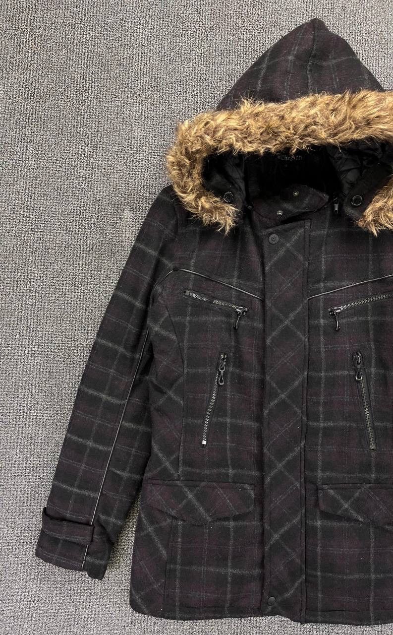 In The Attic Vintage In The Attic Fur Hoodie Shadow Plaid Wool Jacket Size M / US 6-8 / IT 42-44 - 3 Thumbnail