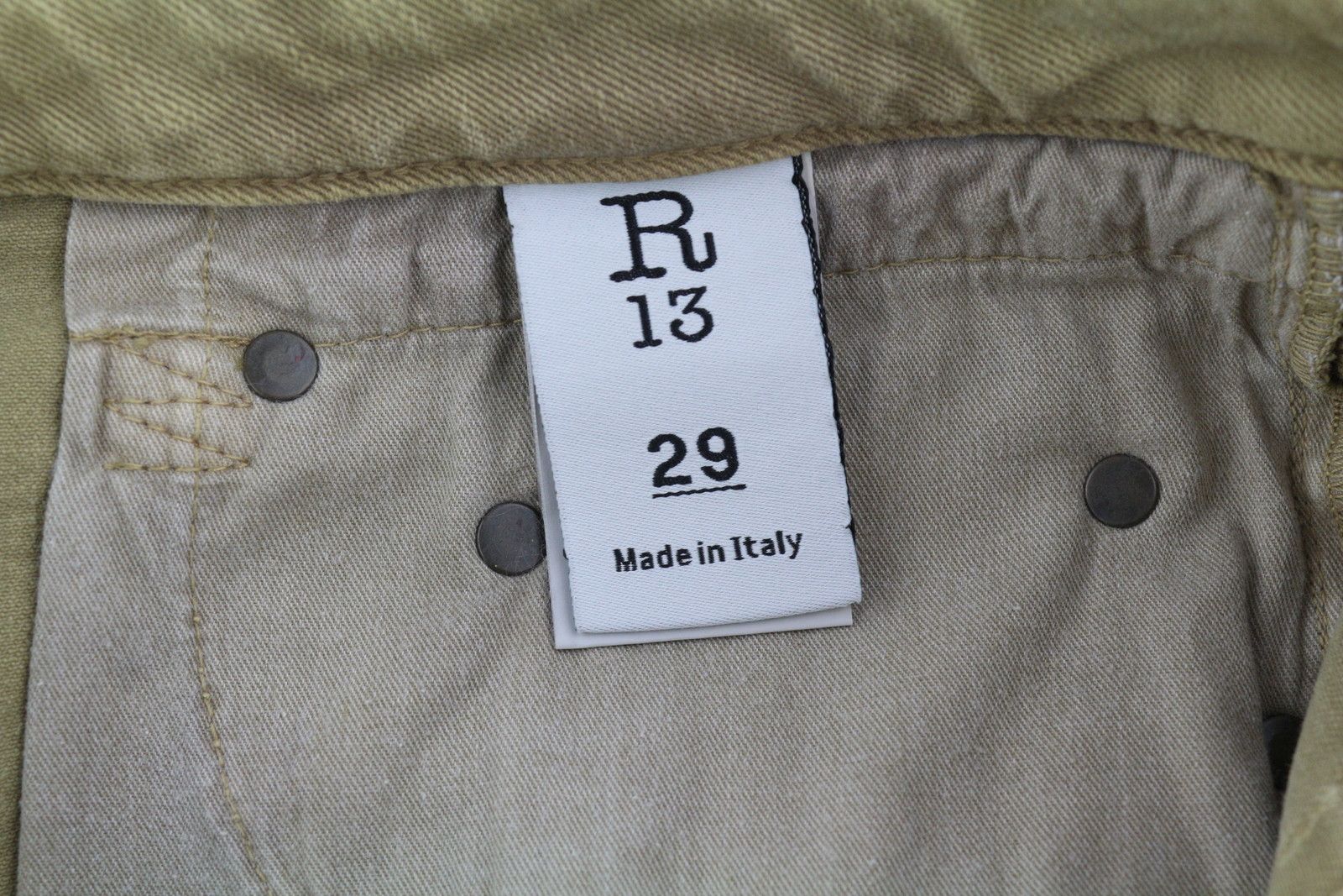 R13 BOY STRAIGHT 29 Washed Khaki Stretch Ankle Length 84435 Size 29" - 9 Thumbnail
