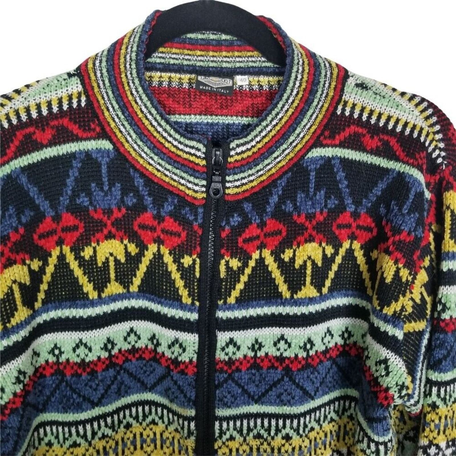 Vintage Vintage Emmegi Womens Fair Isle Wool Sweater Jacket Full Zip Size M / US 6-8 / IT 42-44 - 2 Thumbnail