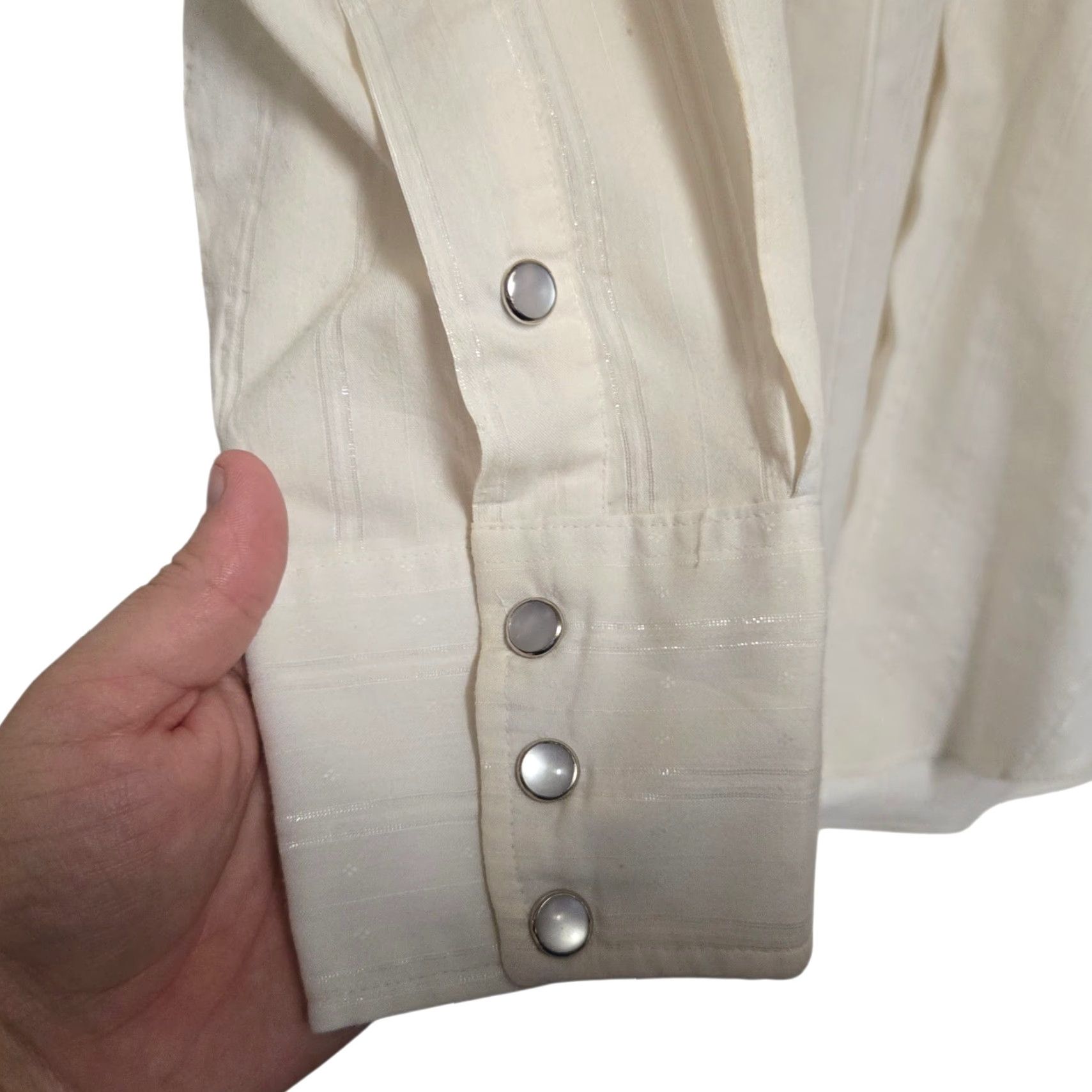 Vintage VINTAGE H Bar C Western Shirt Mens L Cream Pearl Snap California Ranchwear Plaid Long Sleeve Collared Button-Up Cowboy Rodeo Yellowstone Embroidered Size US L / EU 52-54 / 3 - 3 Thumbnail