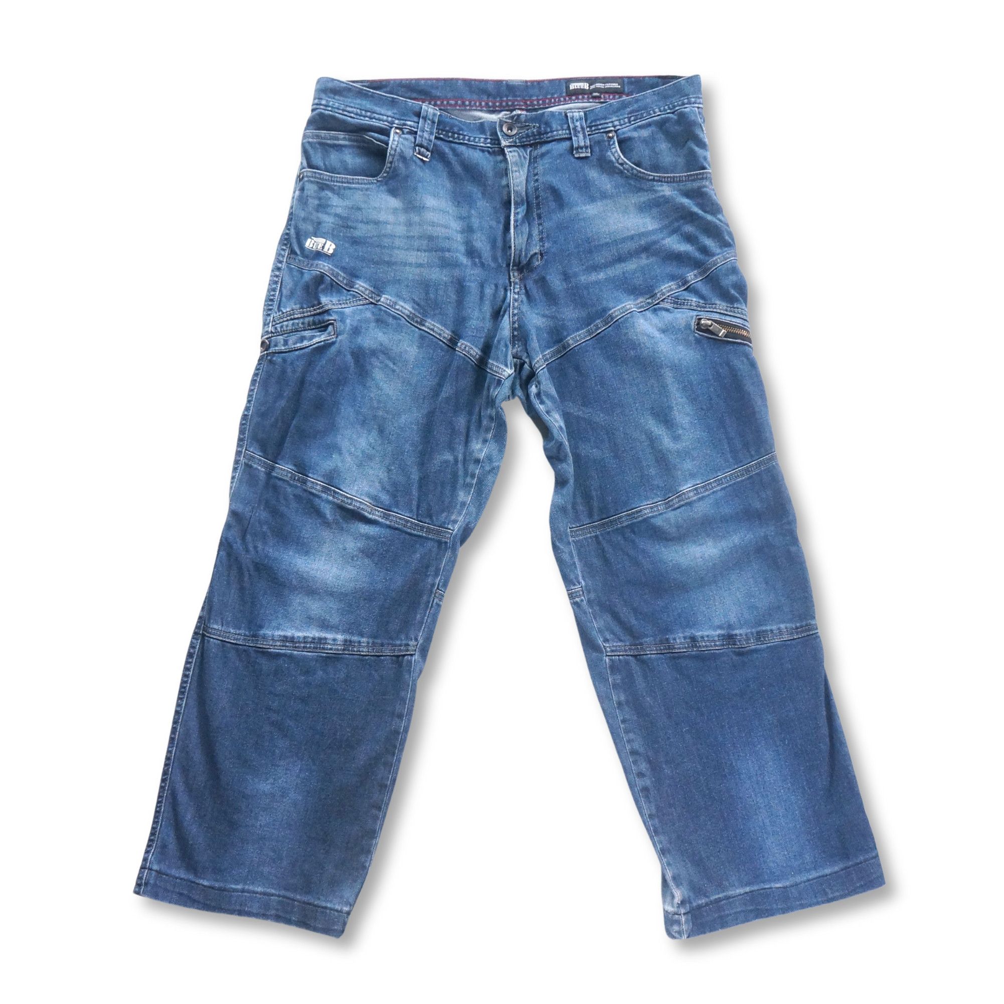 Japanese Brand Blue B Multi Pockets Baggy Soft Jeans Size US 35 - 1 Thumbnail