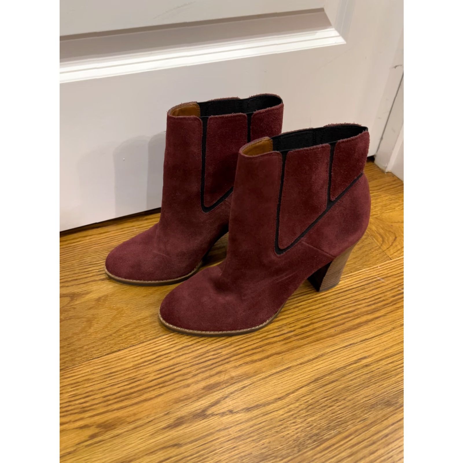 Lucky Brand VINTAGE Lucky Brand Women's Ankle Boot Suede Leather Boho Maldeev Maroon Size 10M High Heel Size US 10 / IT 40 - 5 Thumbnail