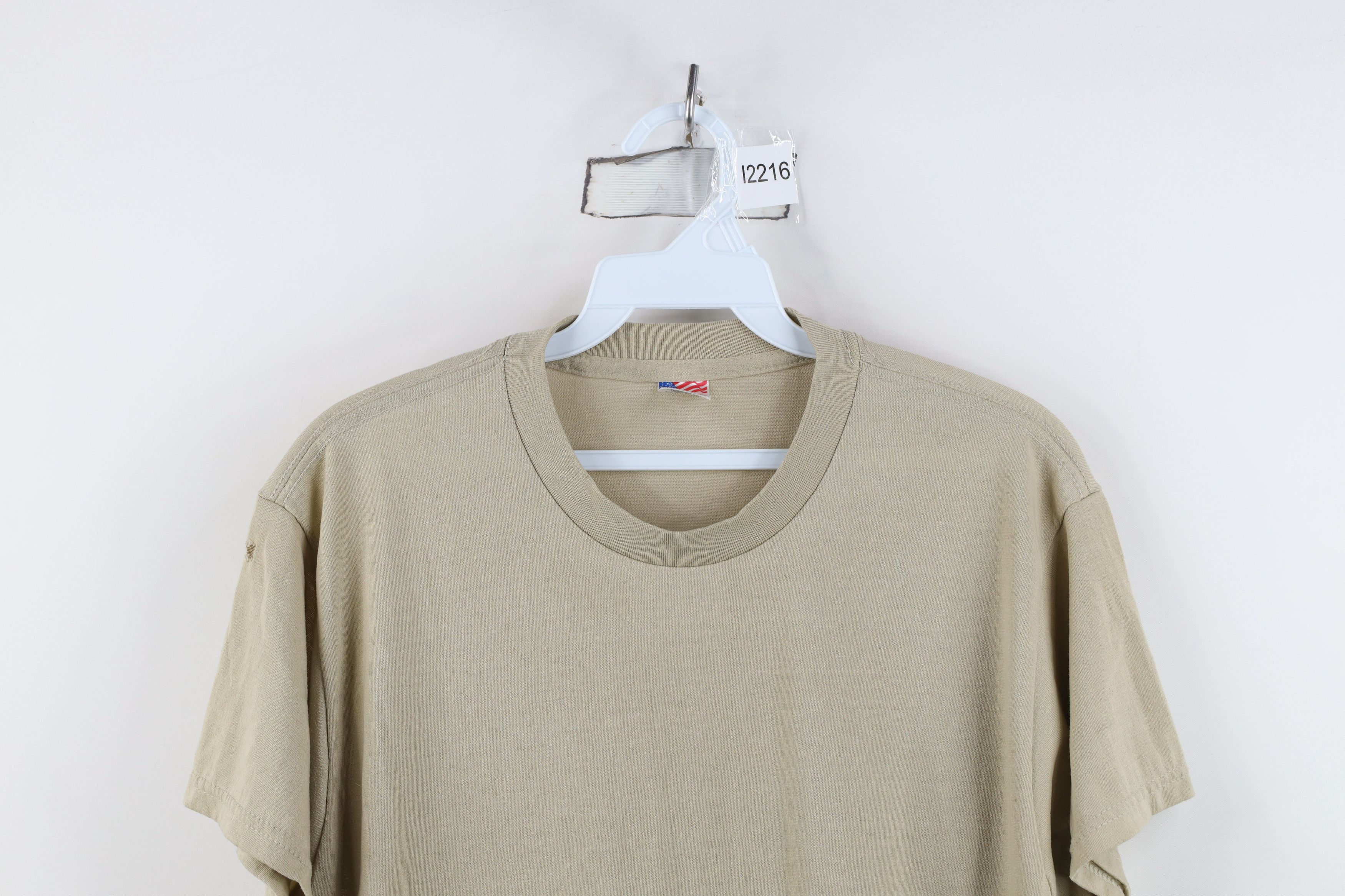 Vintage Vintage 90s Y2K Streetwear Blank Knit T-Shirt Beige USA Size US M / EU 48-50 / 2 - 2 Thumbnail