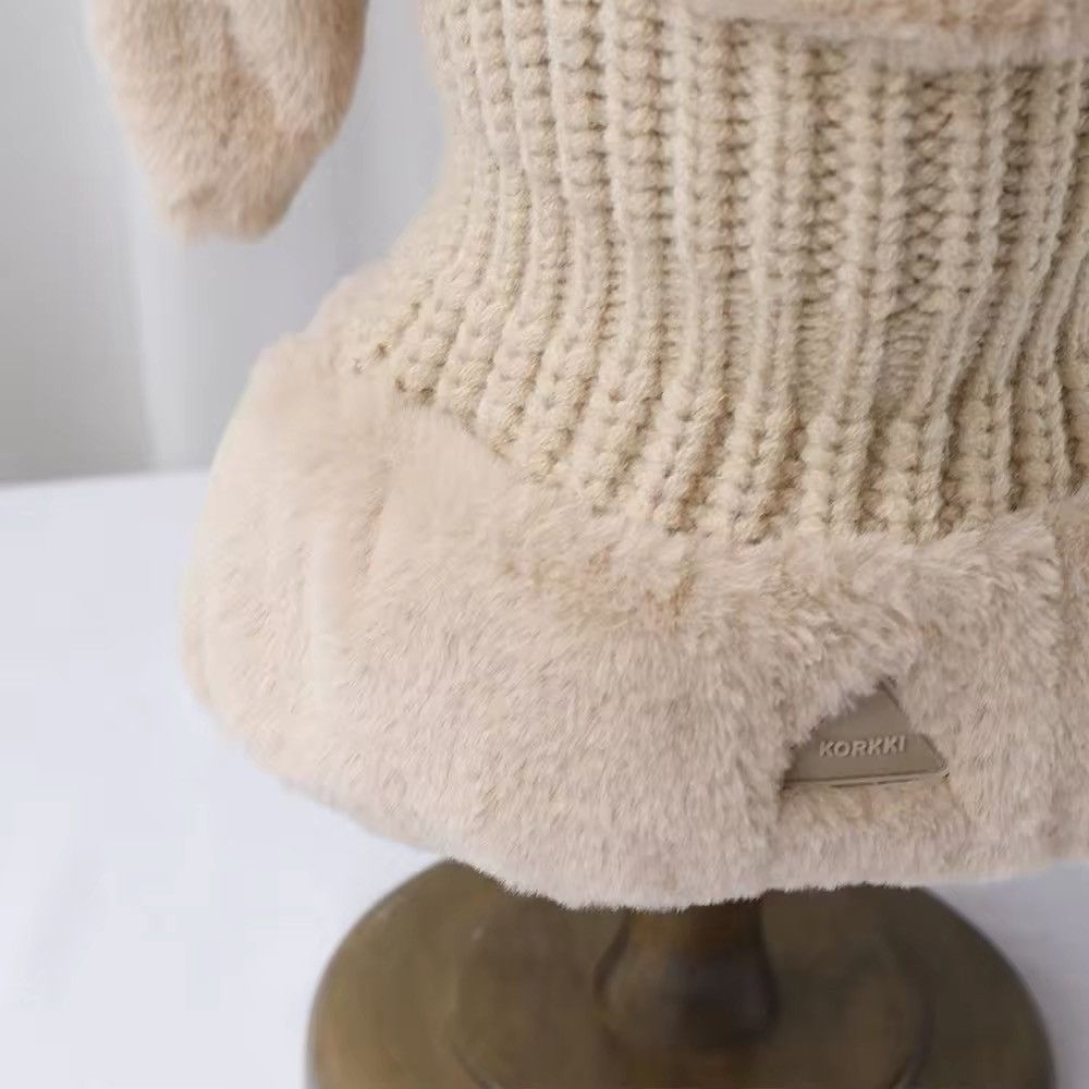 Japanese Brand Soft Plush Long Earflaps Knitted Beanie Hat Size ONE SIZE - 5 Thumbnail