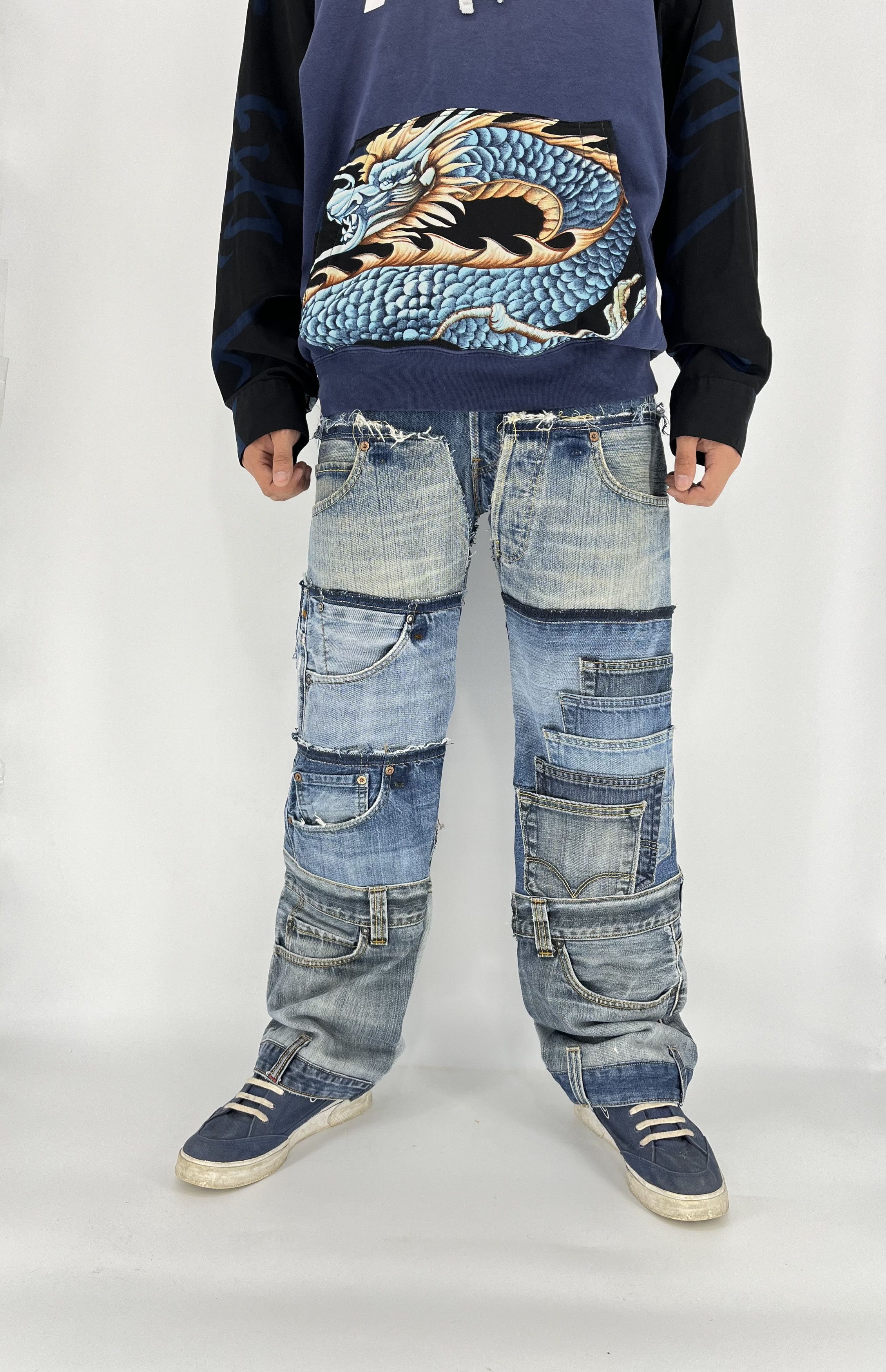 Other 90s Levi’s 501 Patchwork Multipocket Denim Custom Jeans USA Size US 30 / EU 46 - 2 Thumbnail