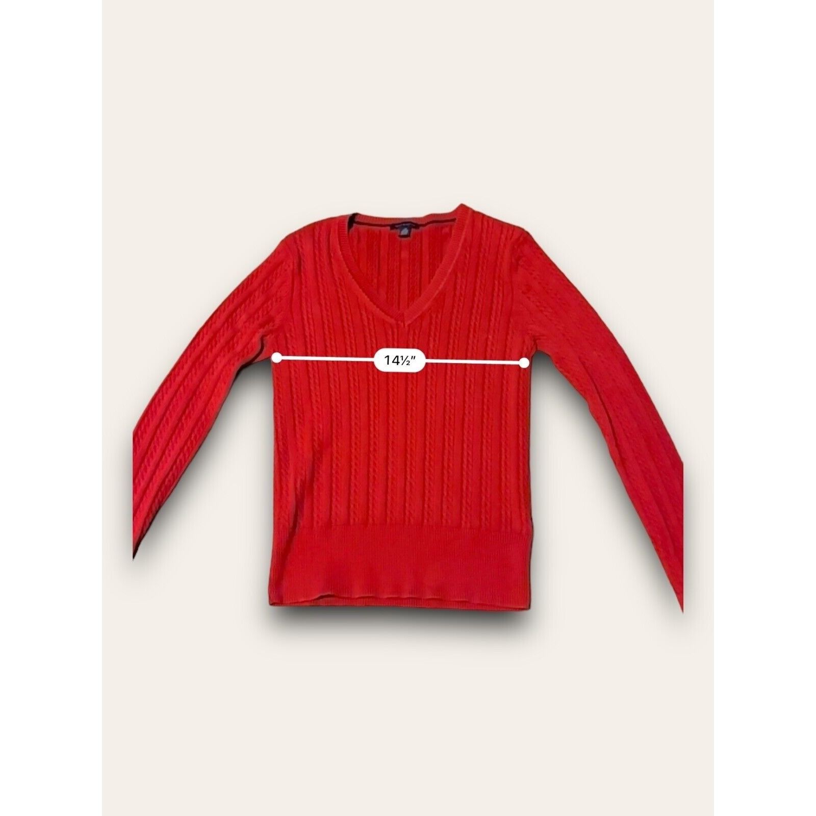 Tommy Hilfiger Vintage Tommy Hilfiger Sweater Womens Large Cable Knit V Nec Size L / US 10 / IT 46 - 6 Thumbnail