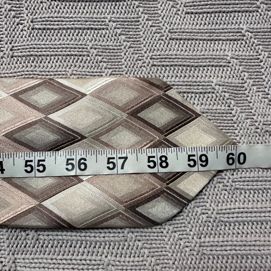 Vintage Vintage Enzo Brunatti bronze diamond geometric silk tie Size ONE SIZE - 3 Thumbnail