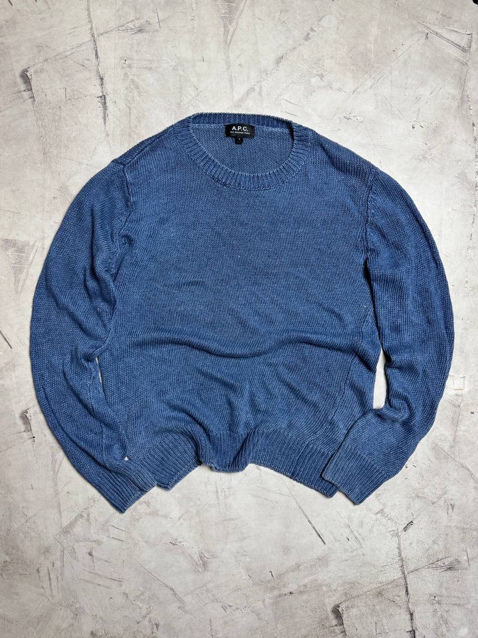 A.P.C. A.P.C. archive le monsieur linen washed blue knite sweater Size US L / EU 52-54 / 3 - 1 Thumbnail