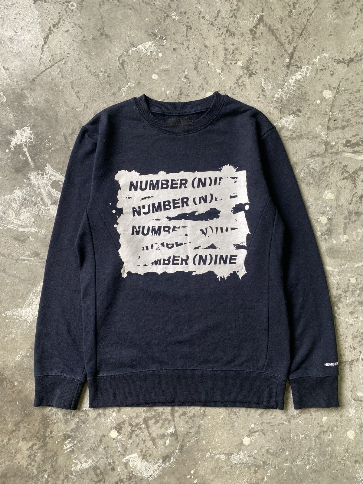 Number (N)ine Number (N)ine Spellout Dark Blue Sweatshirt Size US L / EU 52-54 / 3 - 1 Thumbnail