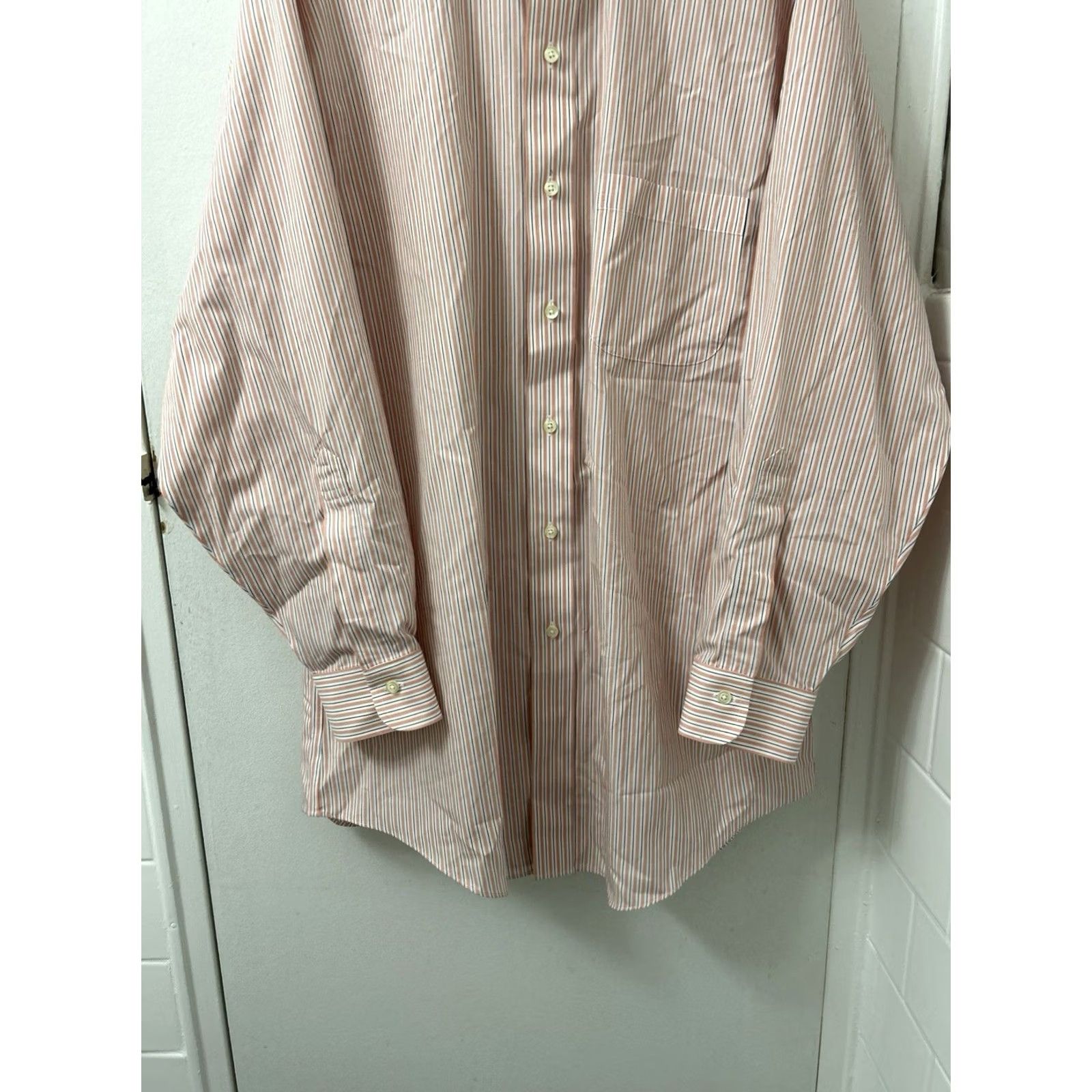 Brooks Brothers Brooks Brothers Shirt Mens 16.5 Orange White Striped Regent Non Iron L/S Dress Shirt Louis Reg Reviews? Size US XL / EU 56 / 4 - 3 Thumbnail