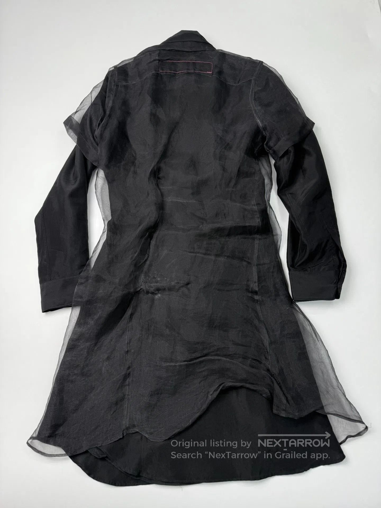 Junya Watanabe black sheer long shirt with deconstructed design. Size US M / EU 48-50 / 2 - 5 Thumbnail