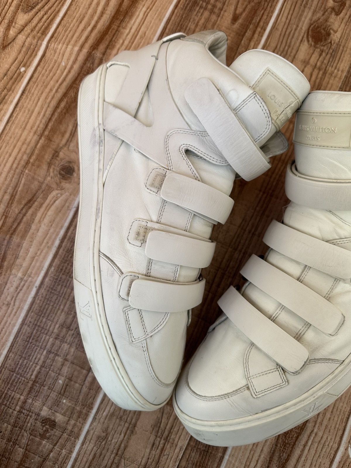 Louis Vuitton Louis Vuitton White Leather 4 Straps Boxing Sneaks Size US 11 / EU 44 - 6 Thumbnail