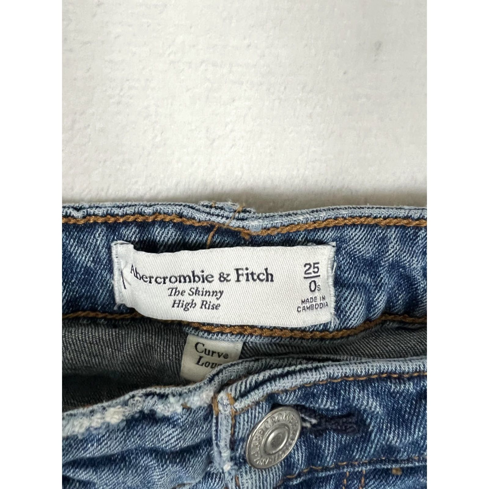 Abercrombie & Fitch Abercrombie & Fitch Skinny High Rise Jeans Womens 25 0S Short Blue Distressed Size 42" / US 20 - 3 Thumbnail