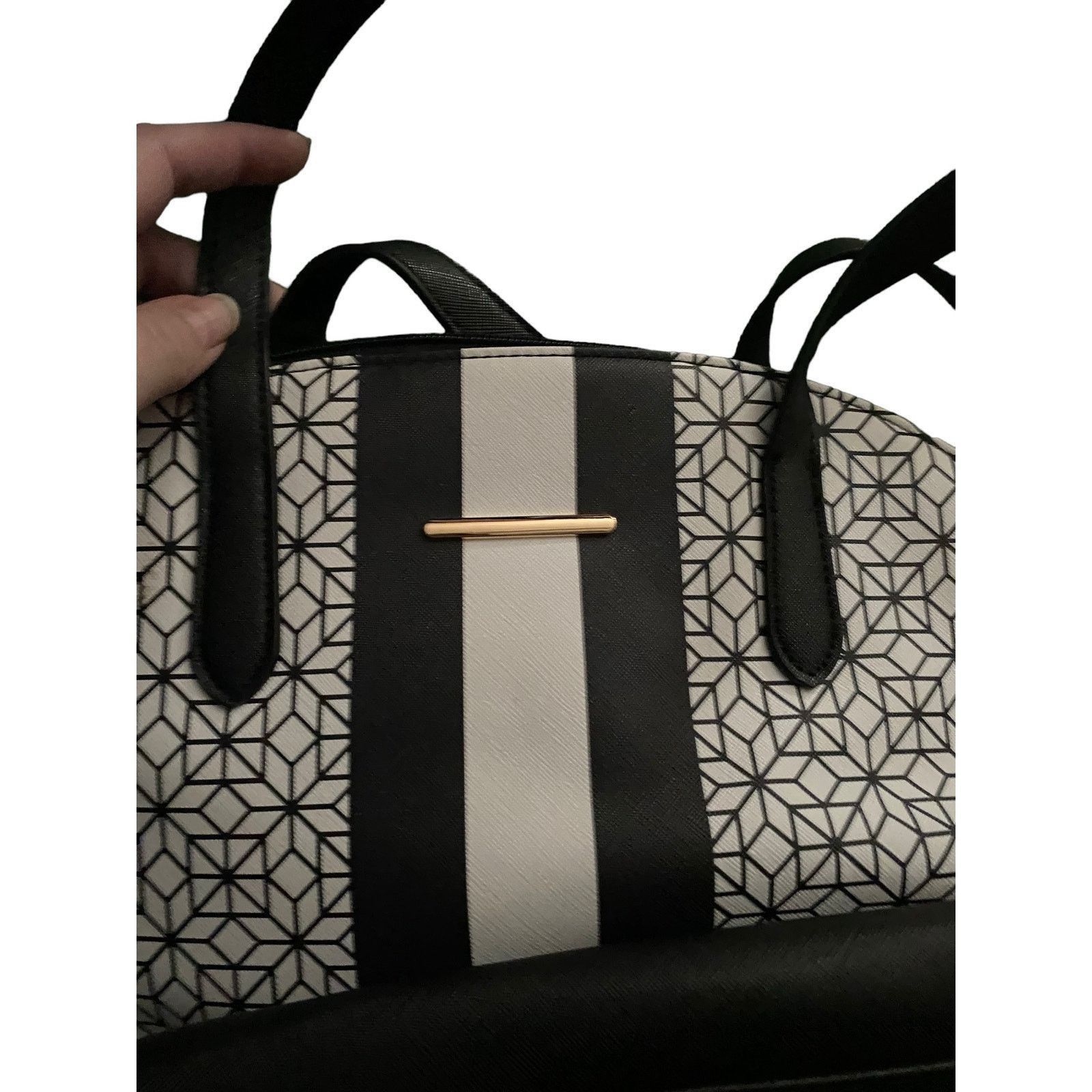 Other Modern Geometric Time and Tru Black White Satchel Bag Set Size ONE SIZE - 6 Thumbnail