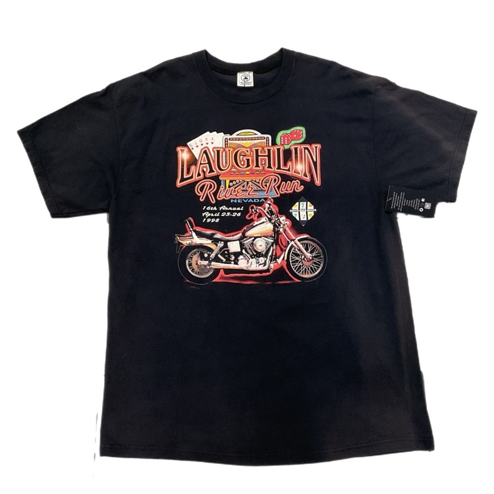 Delta Vintage 90s Biker Laughlin "River Run" T-Shirt Size US XL / EU 56 / 4 - 1 Thumbnail