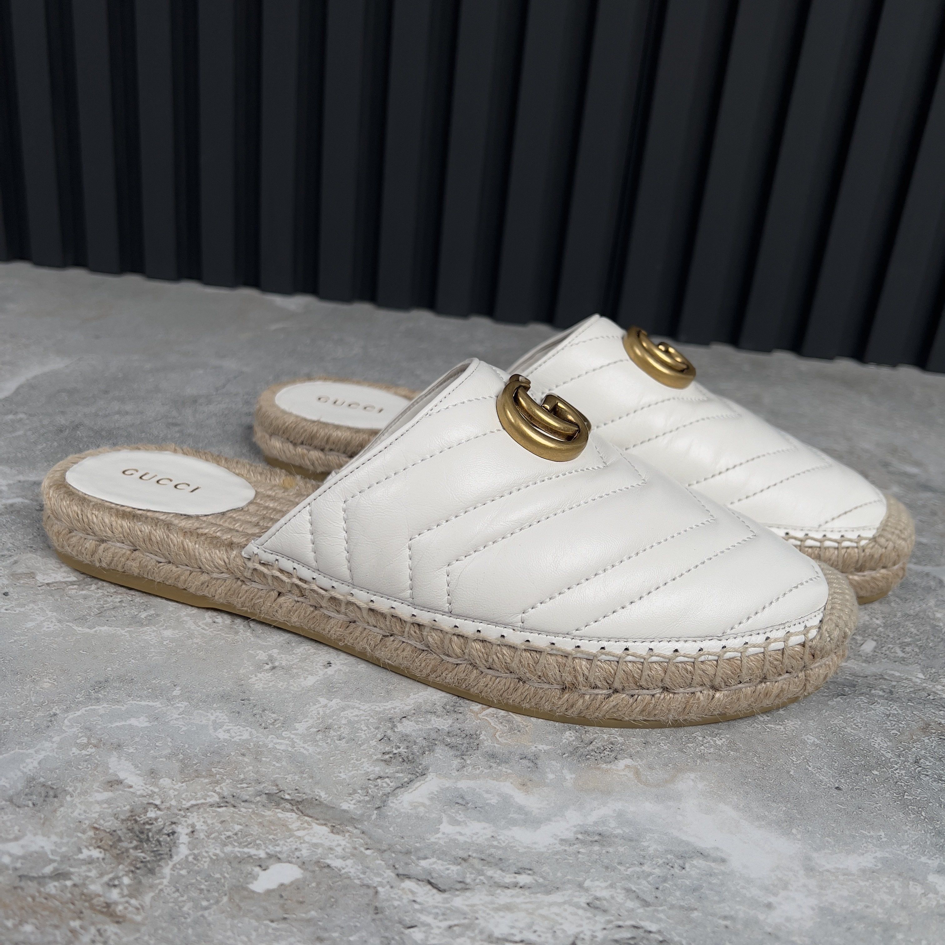 Gucci Marmont GG Platform Espadrille Mule White Leather Size US 9 / IT 39 - 4 Thumbnail