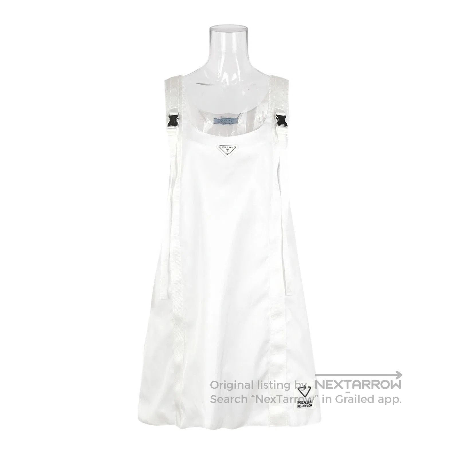 Prada Prada Sleeveless Triangle Logo Dress in White . Size US 38 / EU 54 - 1 Thumbnail