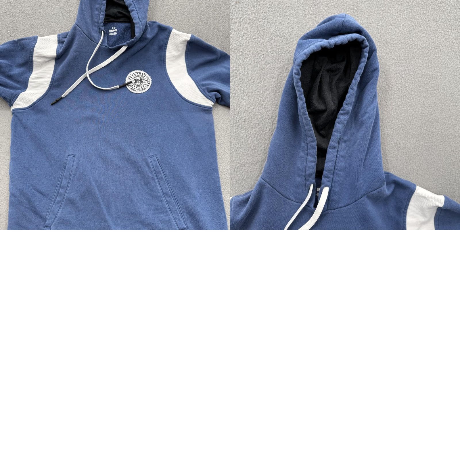Under Armour Under Armour Hoodie Mens Small Blue Pullover Fleece Patch Logo Shoulder Panels Crew Neck Pocket Size US S / EU 44-46 / 1 - 8 Thumbnail