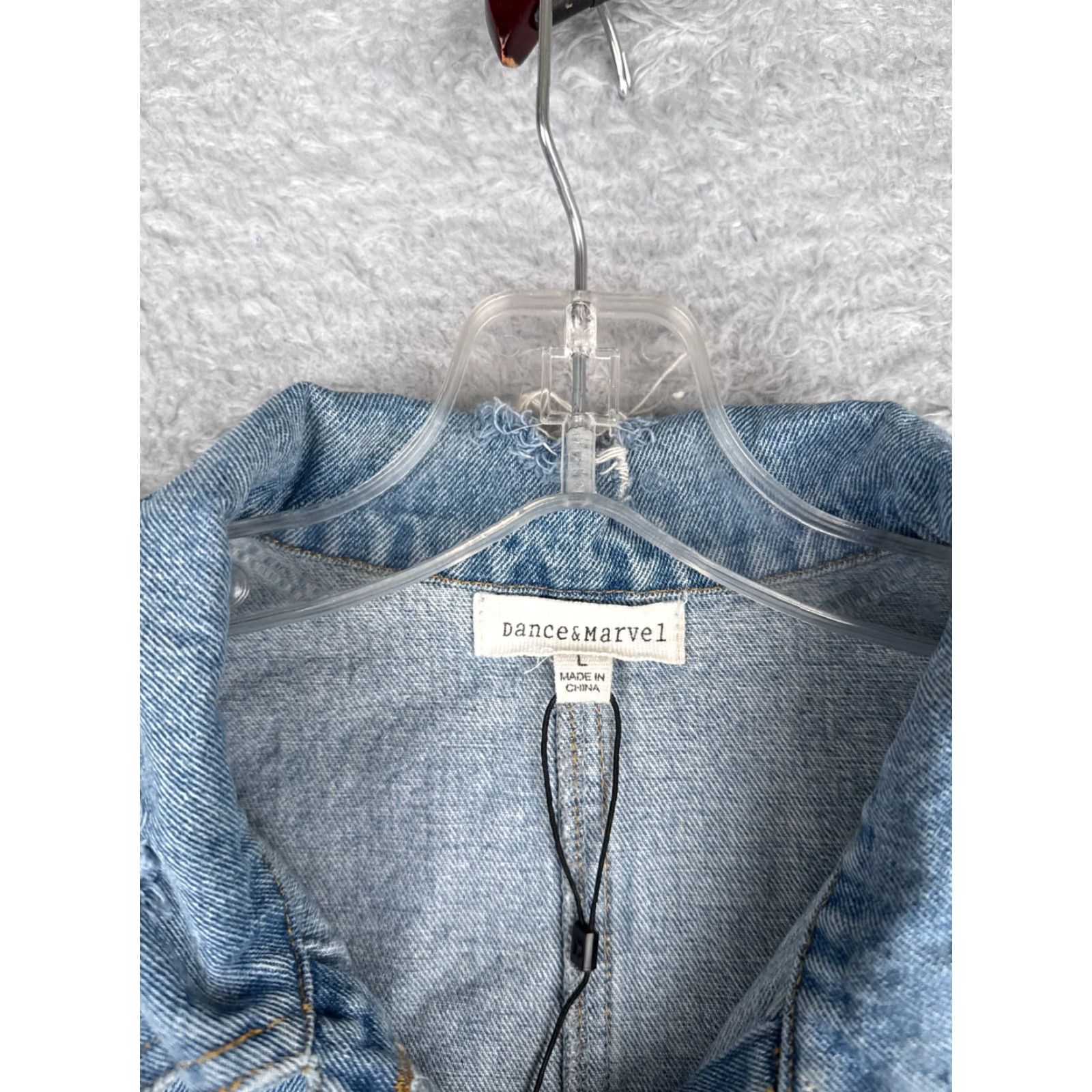 Vintage Dance & Marvel Jacket Womens Large Blue Denim Jean Distressed Floral Embroidered Size 40" / US 18 - 6 Thumbnail