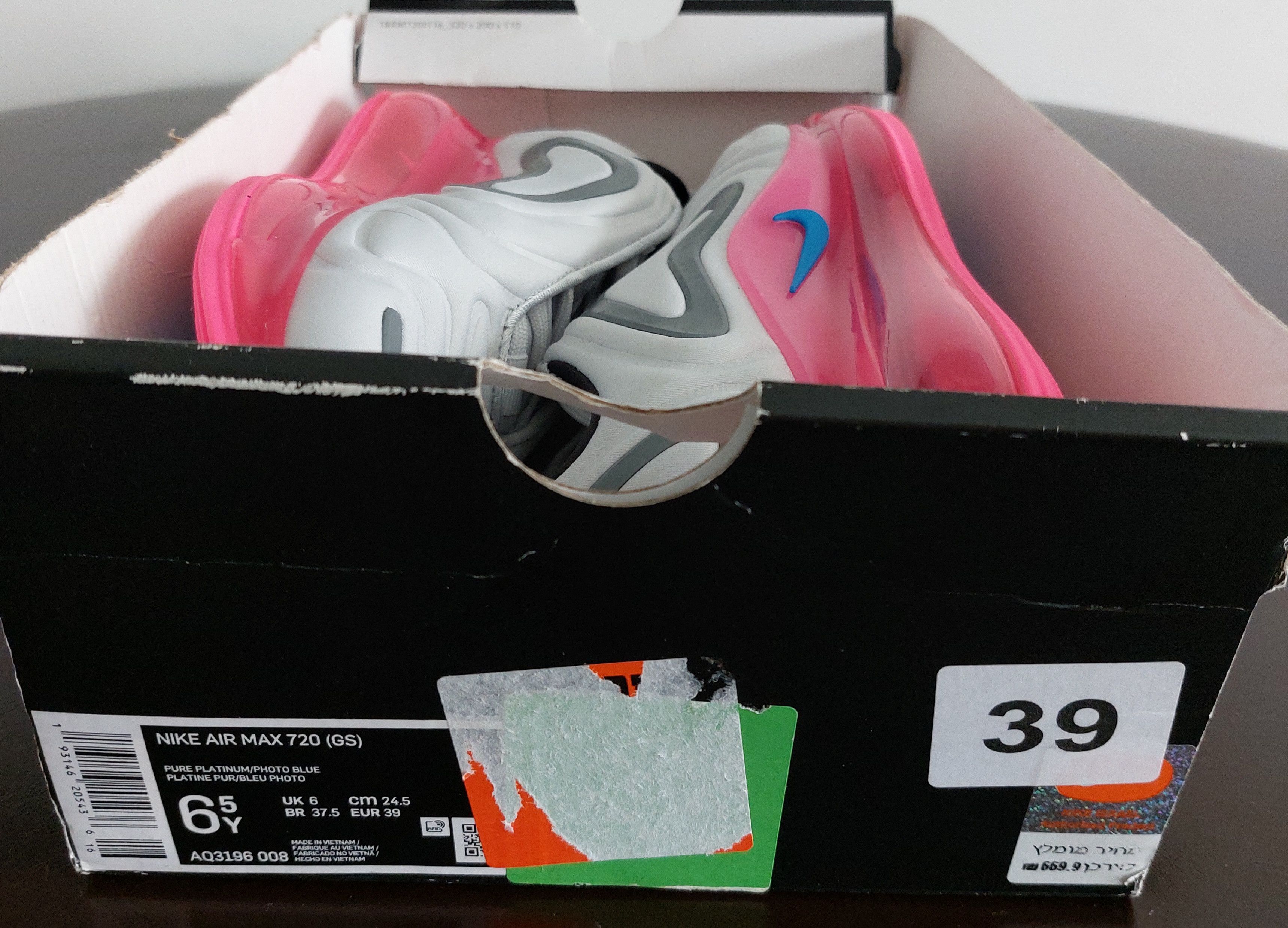 Nike Nike Air Max 720 (GS) White Pink Silver Size US 8 / IT 38 - 8 Thumbnail