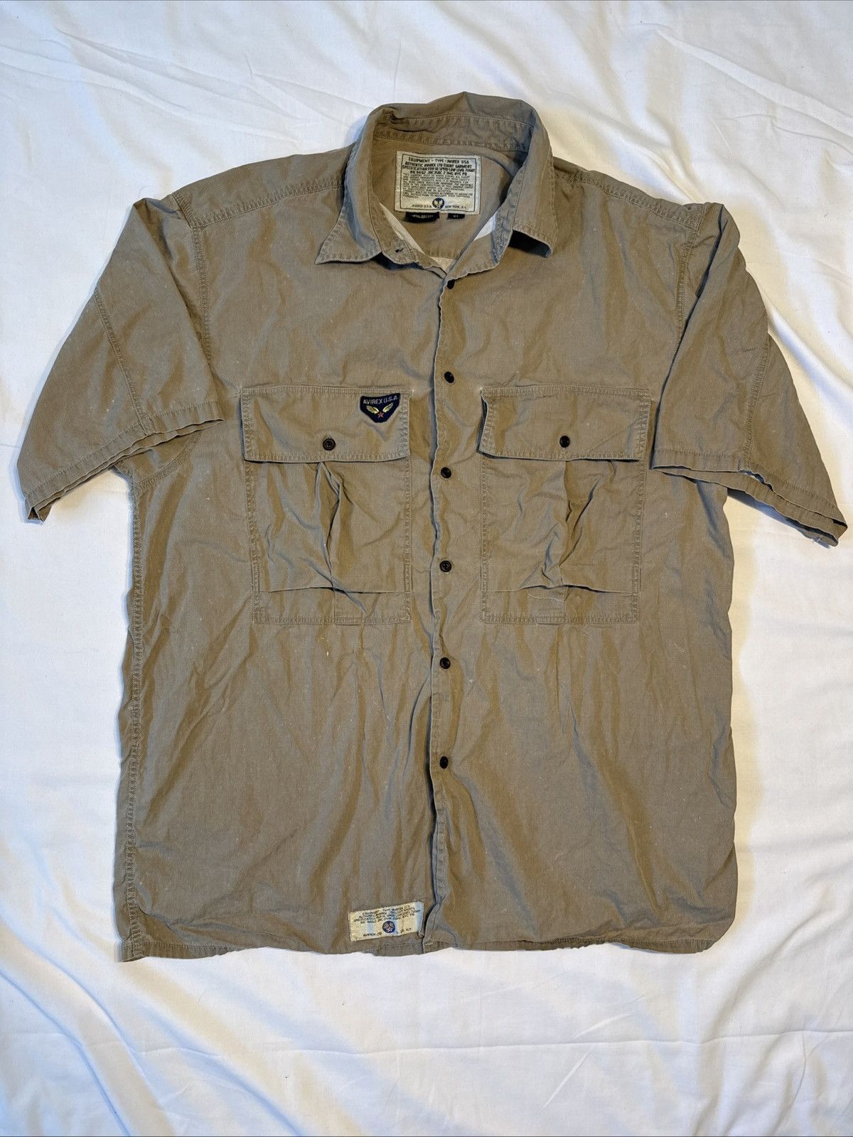 Avirex Vintage 90s Avirex WW2 Red Cross China 1941 Tan Flight Shirt Size US XL / EU 56 / 4 - 1 Thumbnail