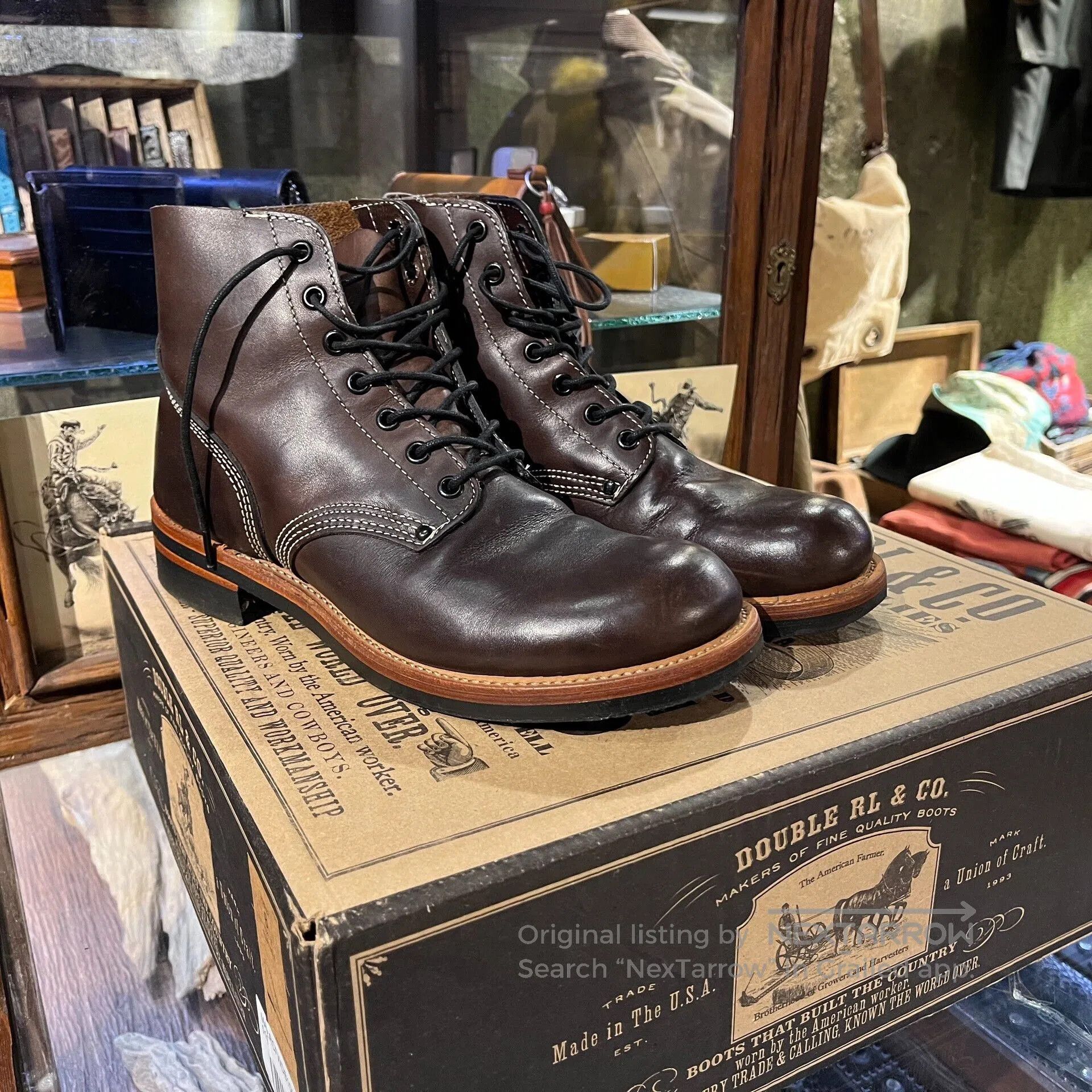 RRL Ralph Lauren brown leather work boots by double rl. Size US 8 / EU 41 - 1 Thumbnail