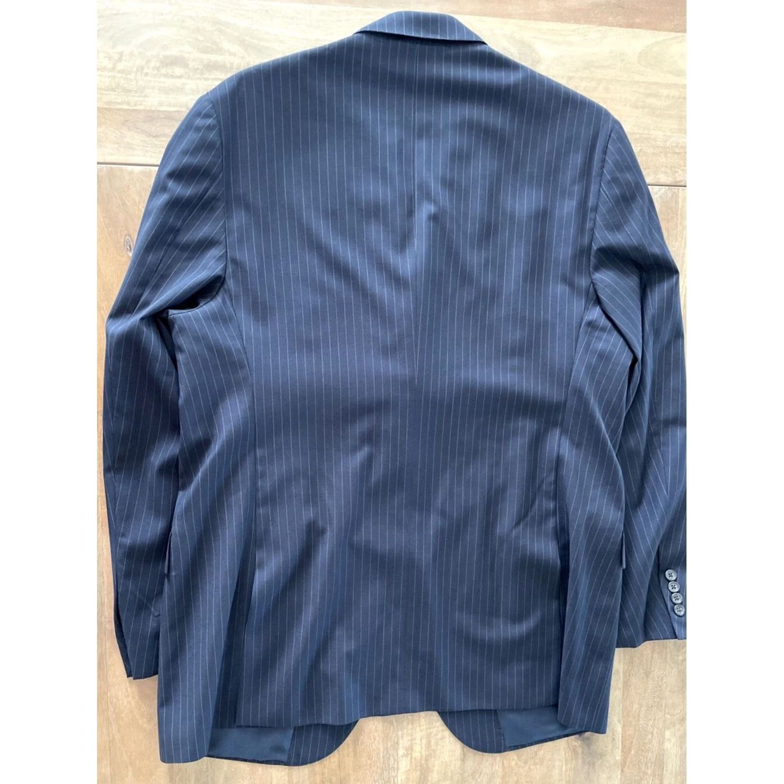 Polo Ralph Lauren Polo Ralph Lauren Blazer Sport Coat Mens 46L Slim Navy Blue Pinstripe Wool 3-Button Notch Lapel Italy St... Size US XXL / EU 58 / 5 - 2 Thumbnail