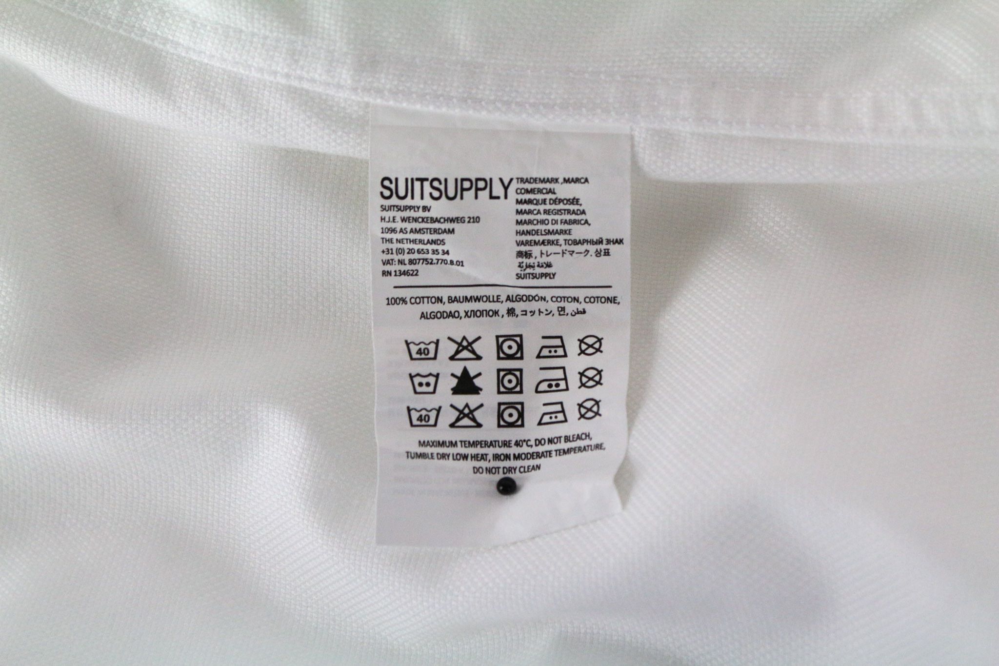 Suitsupply TRAVELLER 39/15 1/2 Slim White Cotton Long 72678 Size 38R - 6 Thumbnail