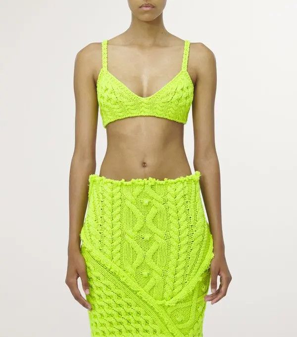 Alexander McQueen o1srvl11e0326 Size: XL / Wool-Blend Cable-Knit Bralette Size ONE SIZE - 5 Thumbnail