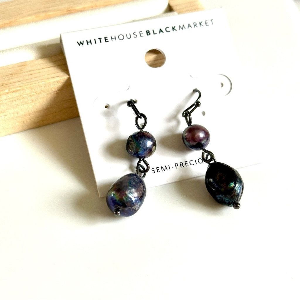 White House Black Market WHBM Semi-Precious Gray Pearl Earrings | NWT Size ONE SIZE - 5 Thumbnail
