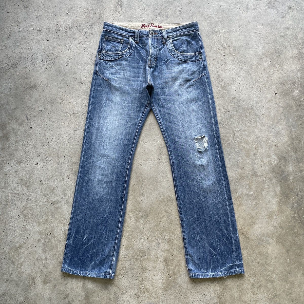 Japanese Brand W32💥 Vintage Back Number Japan Distressed Faded Jeans Pants Size US 32 / EU 48 - 1 Thumbnail