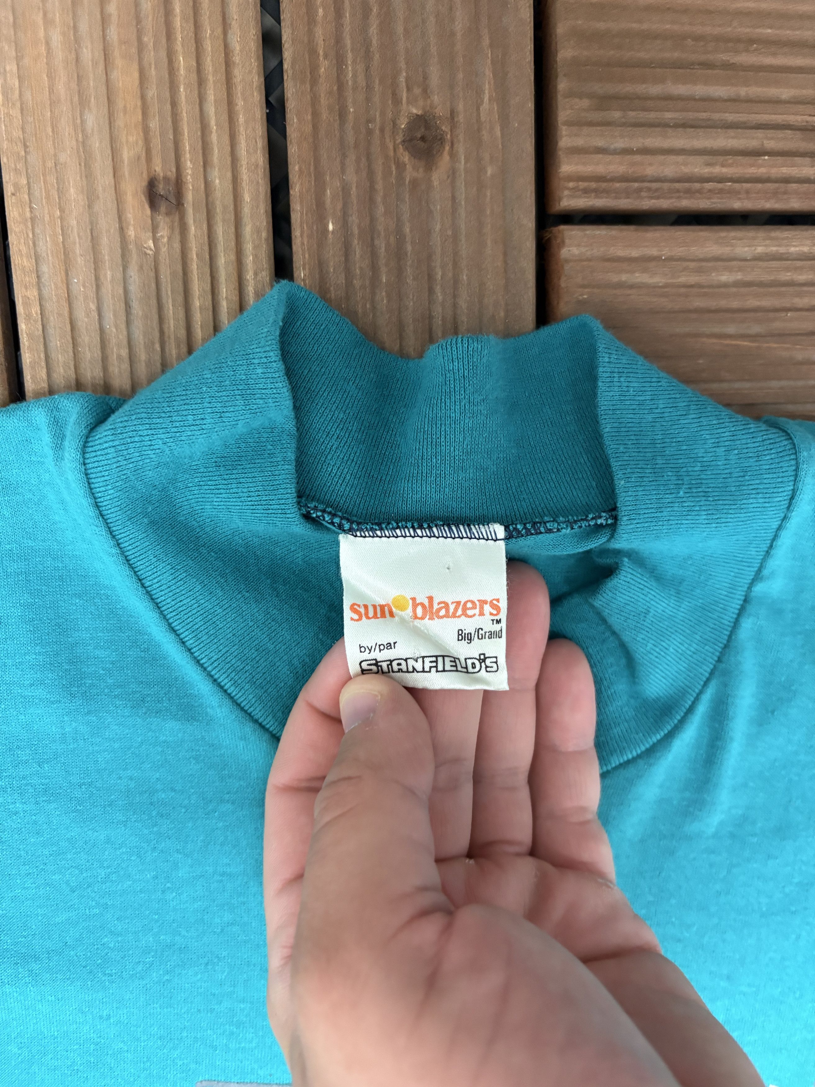 Vintage Pep Port Actionwear Vintage Teal Mock Neck Shirt Size US L / EU 52-54 / 3 - 5 Thumbnail