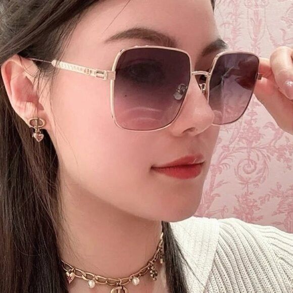 Dior Dior DIORCANNAGE S1U B0A1 Sunglasses Gold Square Frame Size ONE SIZE - 7 Thumbnail