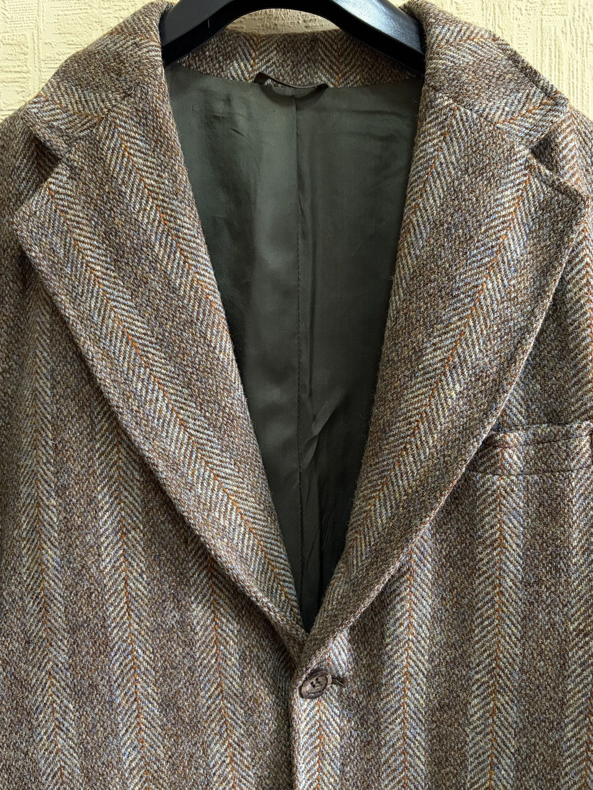 Harris Tweed Rare Vintage 60s Harris Tweed Herringbone Wool Blazer 44 Size 44R - 10 Thumbnail