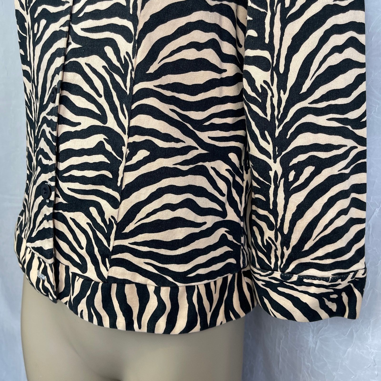 Vintage VTG Allison Taylor Tan Black Cropped Jacket Zebra Tiger XS/S Size XS / US 0-2 / IT 36-38 - 7 Thumbnail