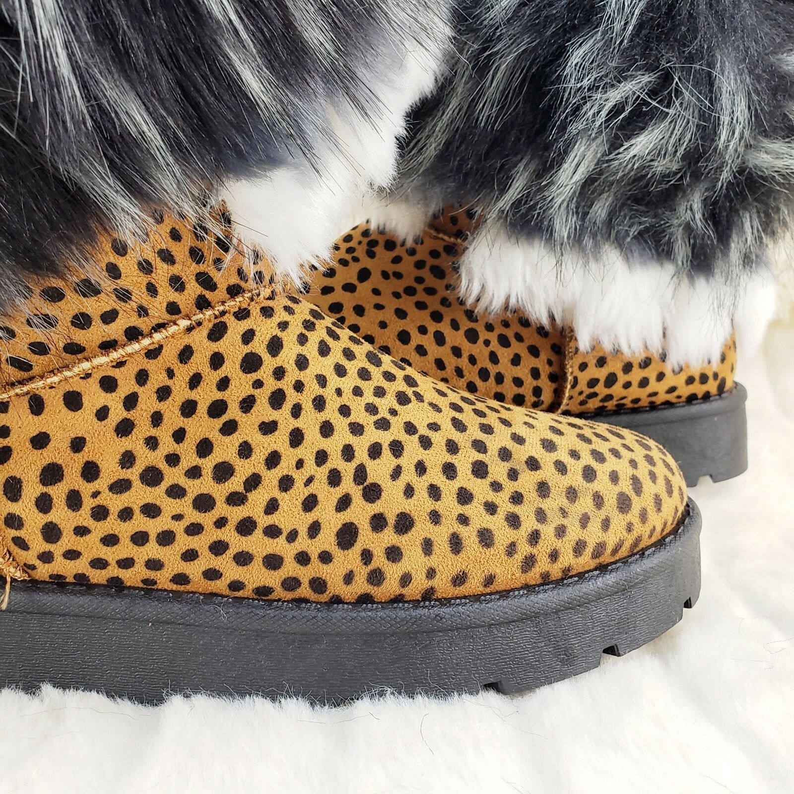 Other Chi Chi Cheetah Animal Print Faux Fur Thick Lined Winter Boo Size US 8 / IT 38 - 3 Thumbnail