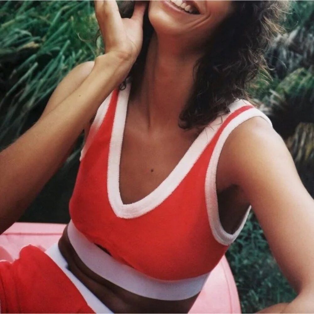 Zara New Zara Terry Cloth Cotton Red Bra Top Size S Size S / US 4 / IT 40 - 1 Thumbnail